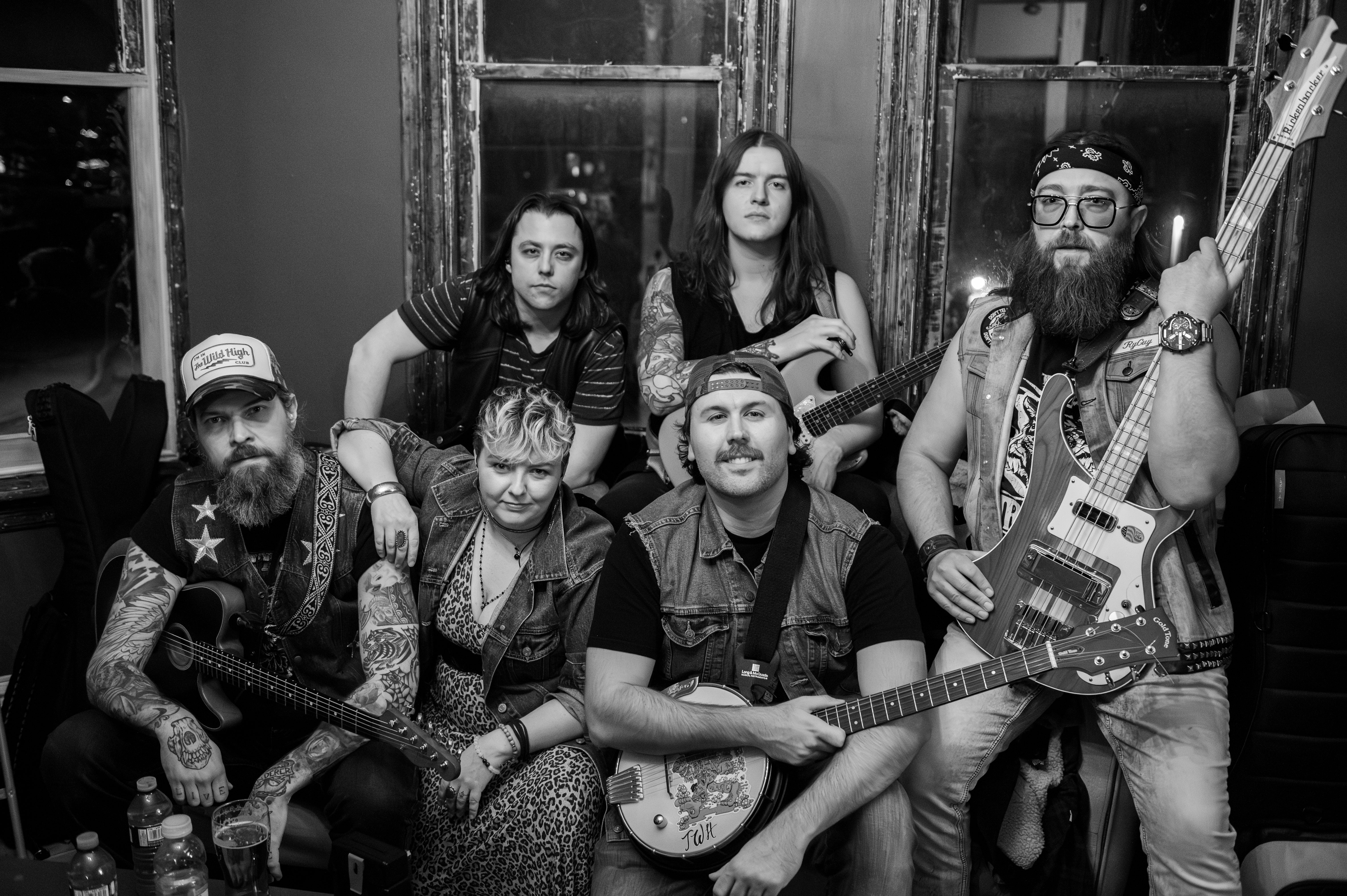 Black and white band photo of The Wild High featuring Bernadette Connors.