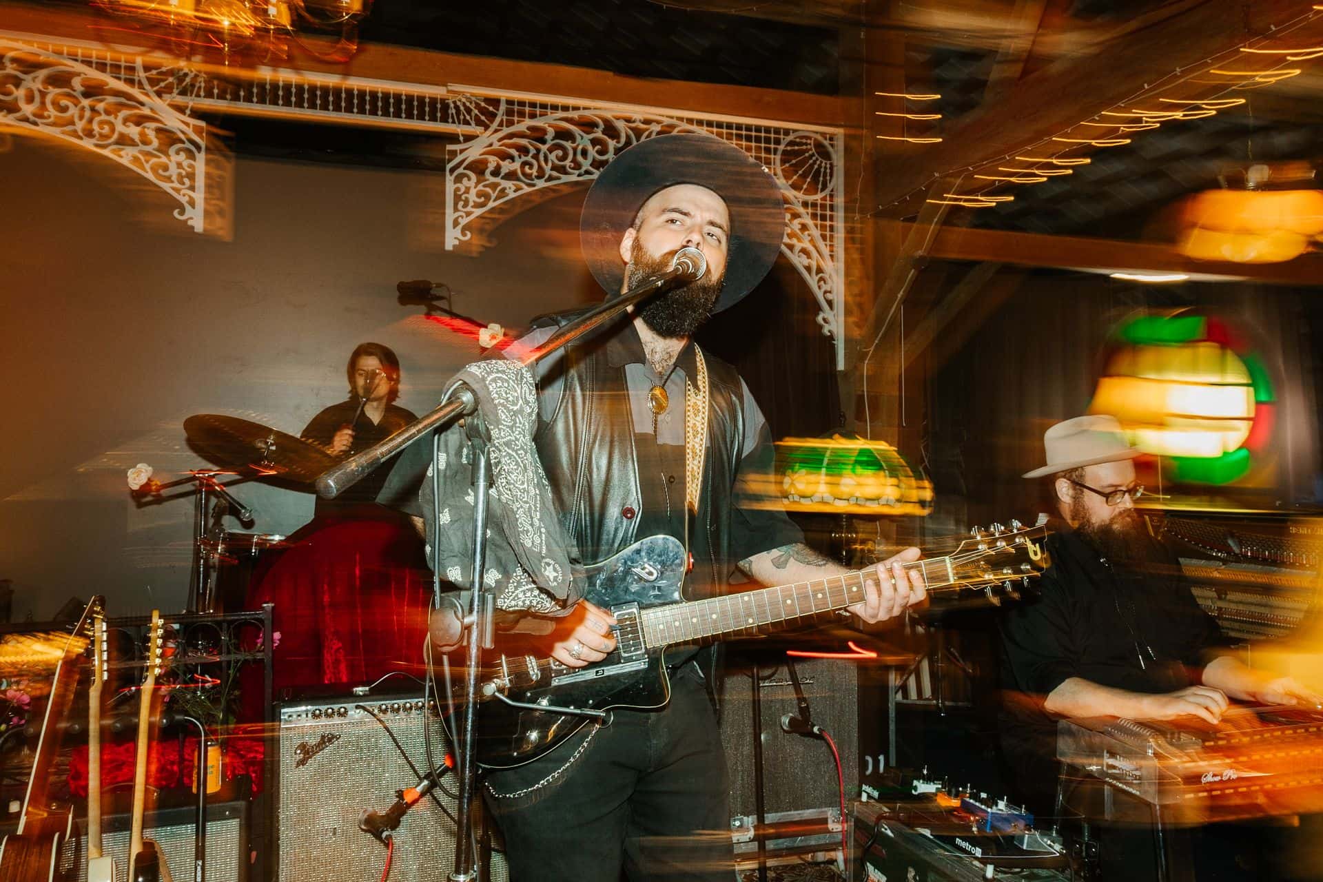 Canadian Country/Rock Band, Bucking Broncos, performing live on stage at the White Barn.