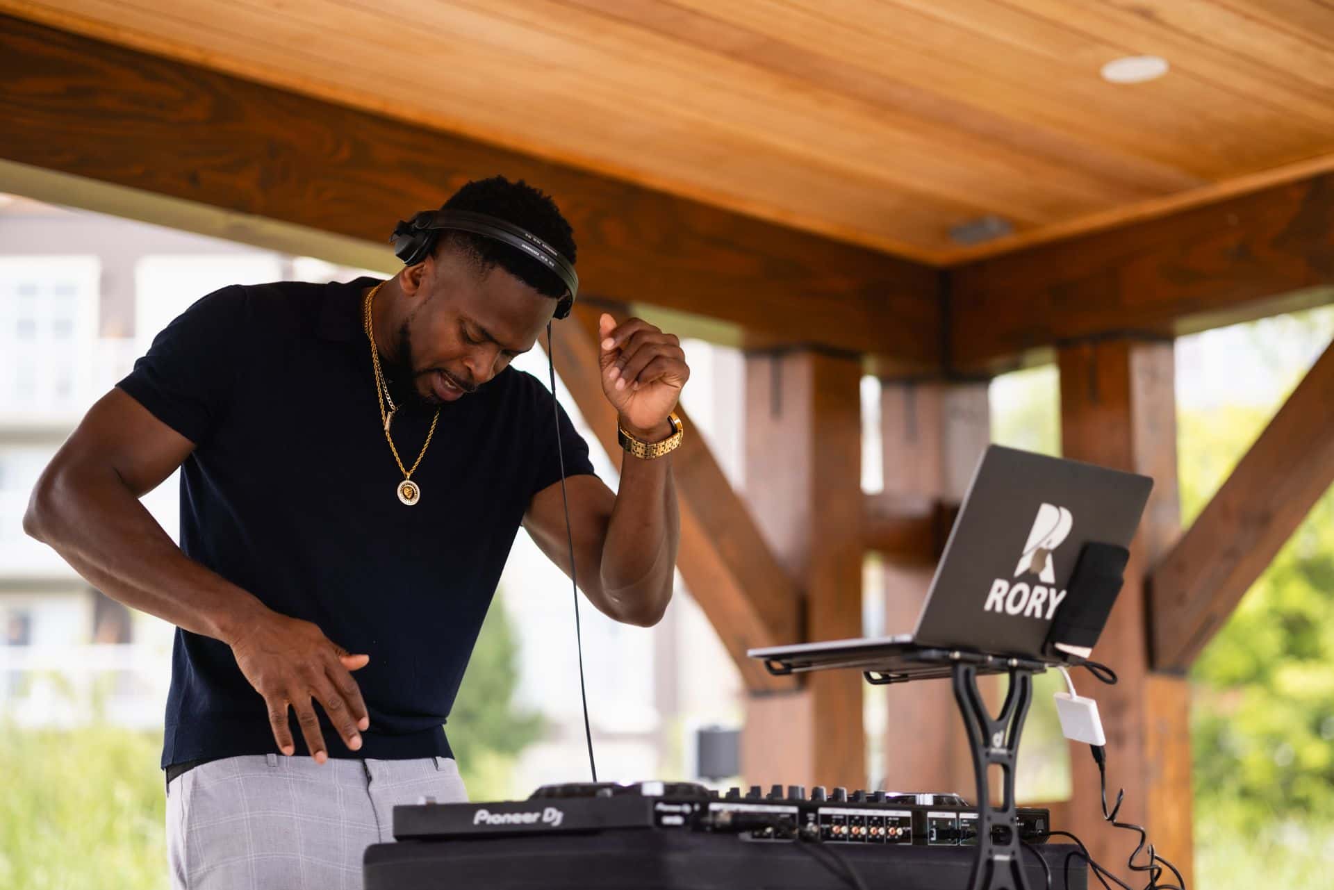 DJ RORY performing live on the Floating Stage during Reggae on the Mountain.