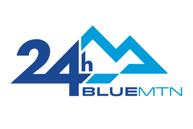 Official logo for 24 Hour Blue Mountain Fundraising Event on white background