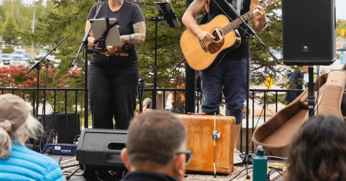 Jenny Howes Duo performing live on the Base Stage at Guitar Trail 2025
