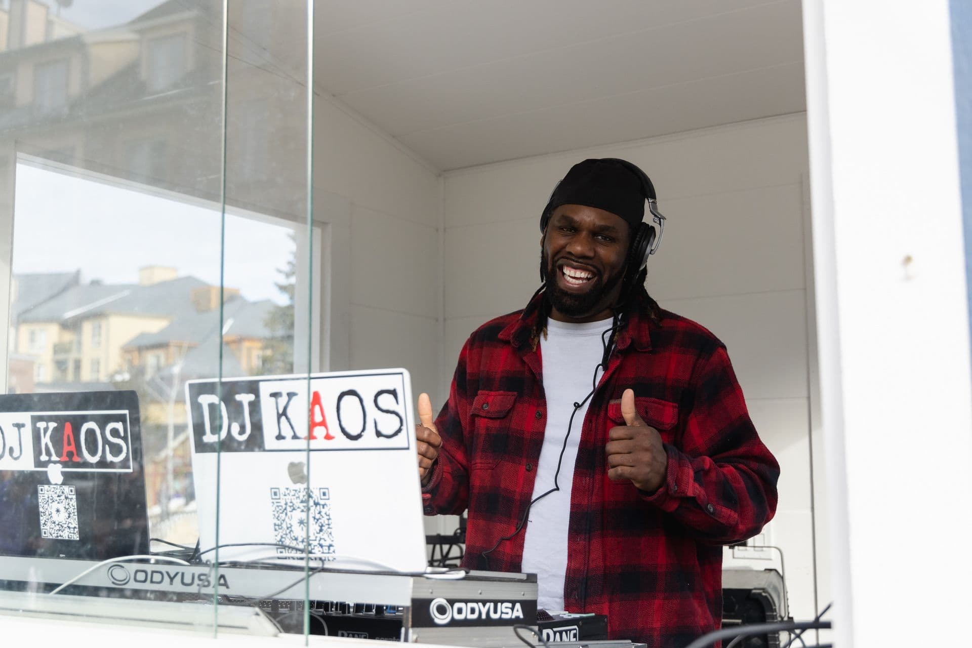 JUNO Award-winning artist, DJ KAOS, performing live from the DJ Booth in the Village Events Plaza for the Winter DJ Series.