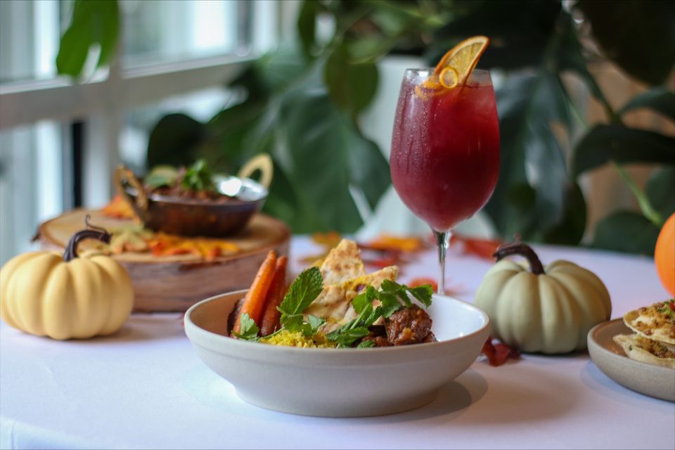 A colourful spread of fall-inspired dishes created by Chef Gerry for Fallicious at Oliver & Bonacini Cafe Grill at Blue Mountain.
