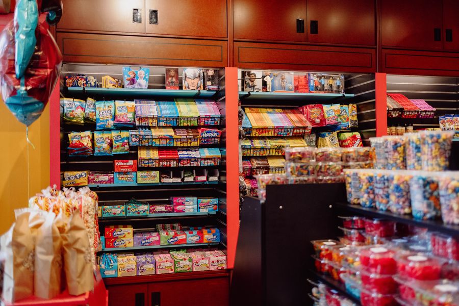 Wide interior shot of Happy Valley Candy Co. reveals a full inventory of different kinds of candies