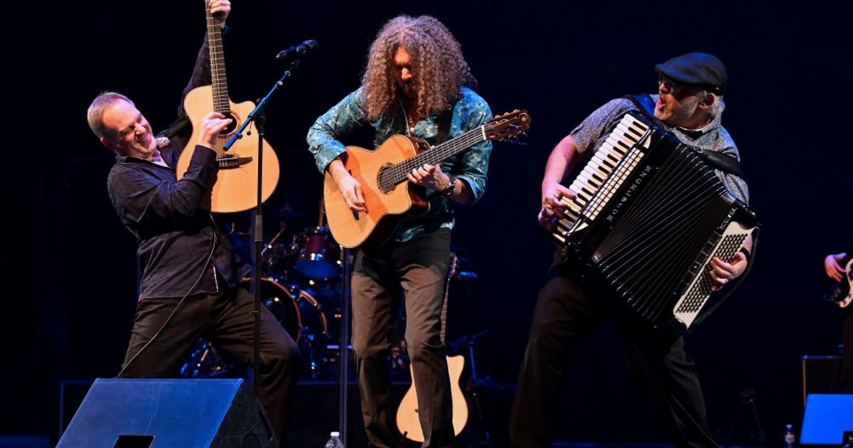 Photo of The Guitar of Fire Trio, led by Johannes Linstead, performing live